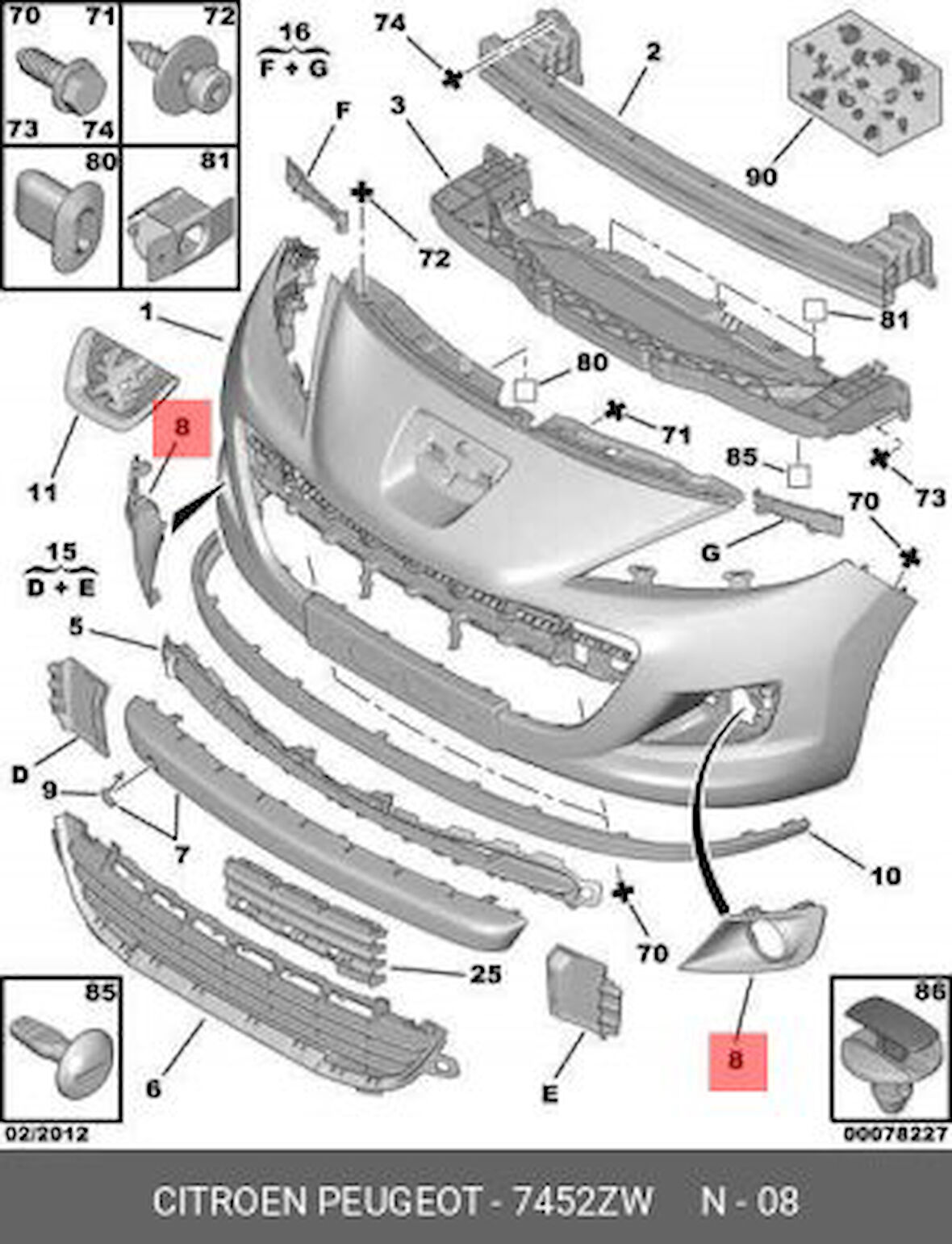 OEM Peugeot 207 Sis Far Kapağı Sol Sissiz (7452.ZW)  