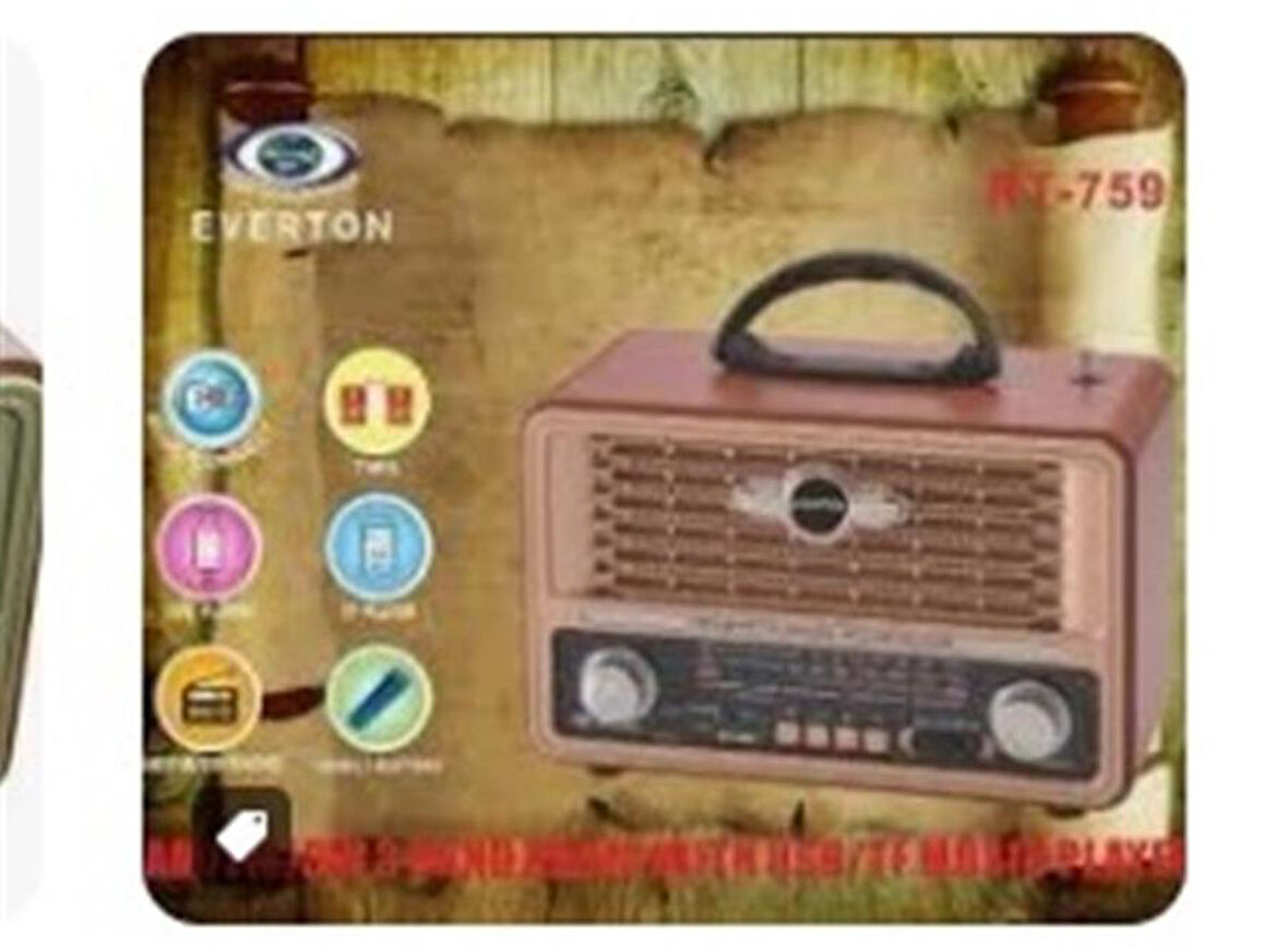 Everton Rt-759  Bluetooth Fm-Usb-Tf-Aux  Şarjlı Nostaljik Radyo