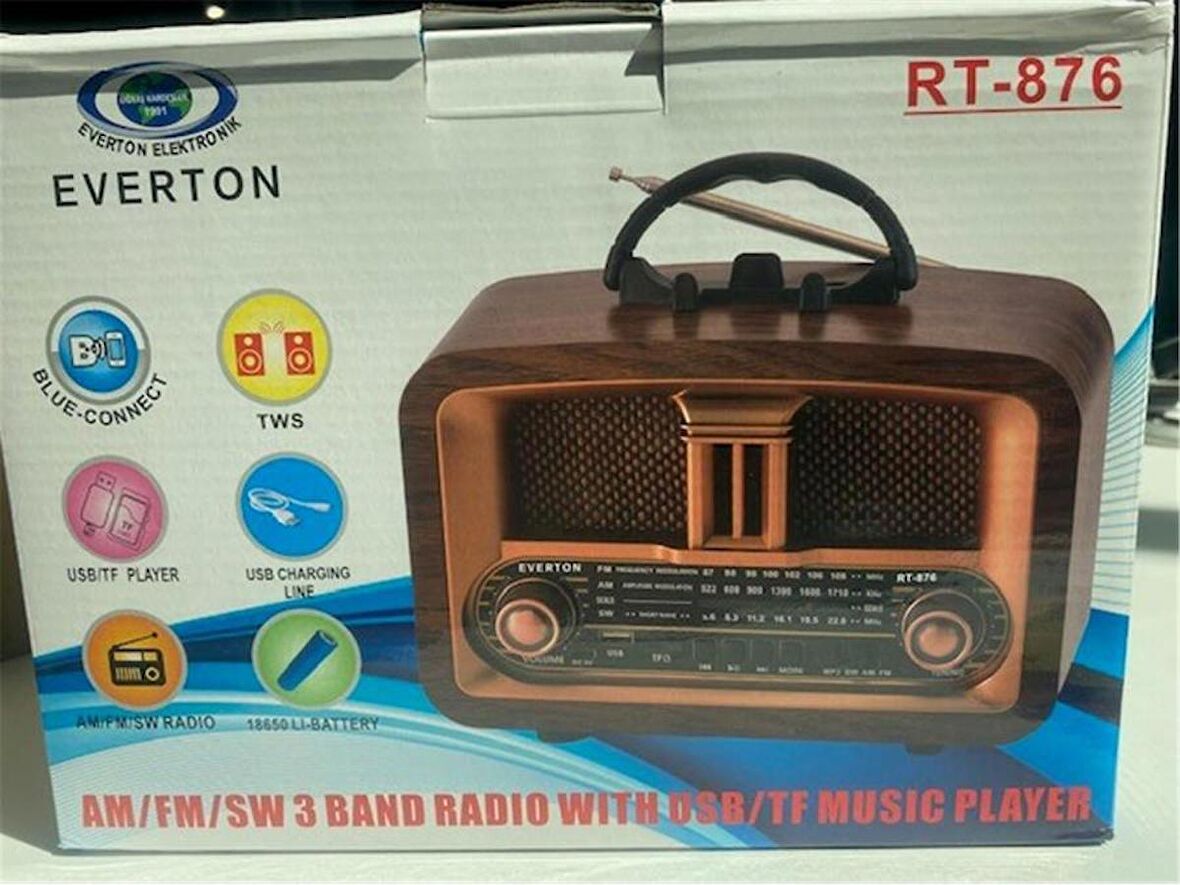 Everton Rt-876 Bluetooth Fm-Usb-Tf-Aux Şarjlı Nostaljik Radyo