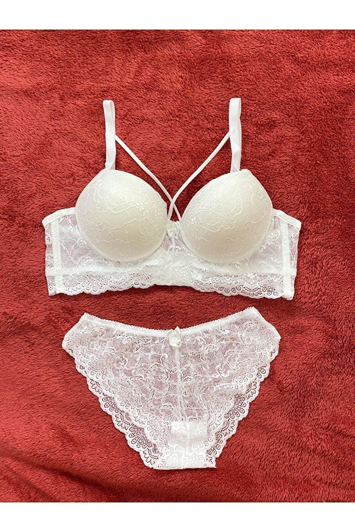  DESTEKLİ DANTELLİ BRALET EKRU SÜTYEN TAKIM