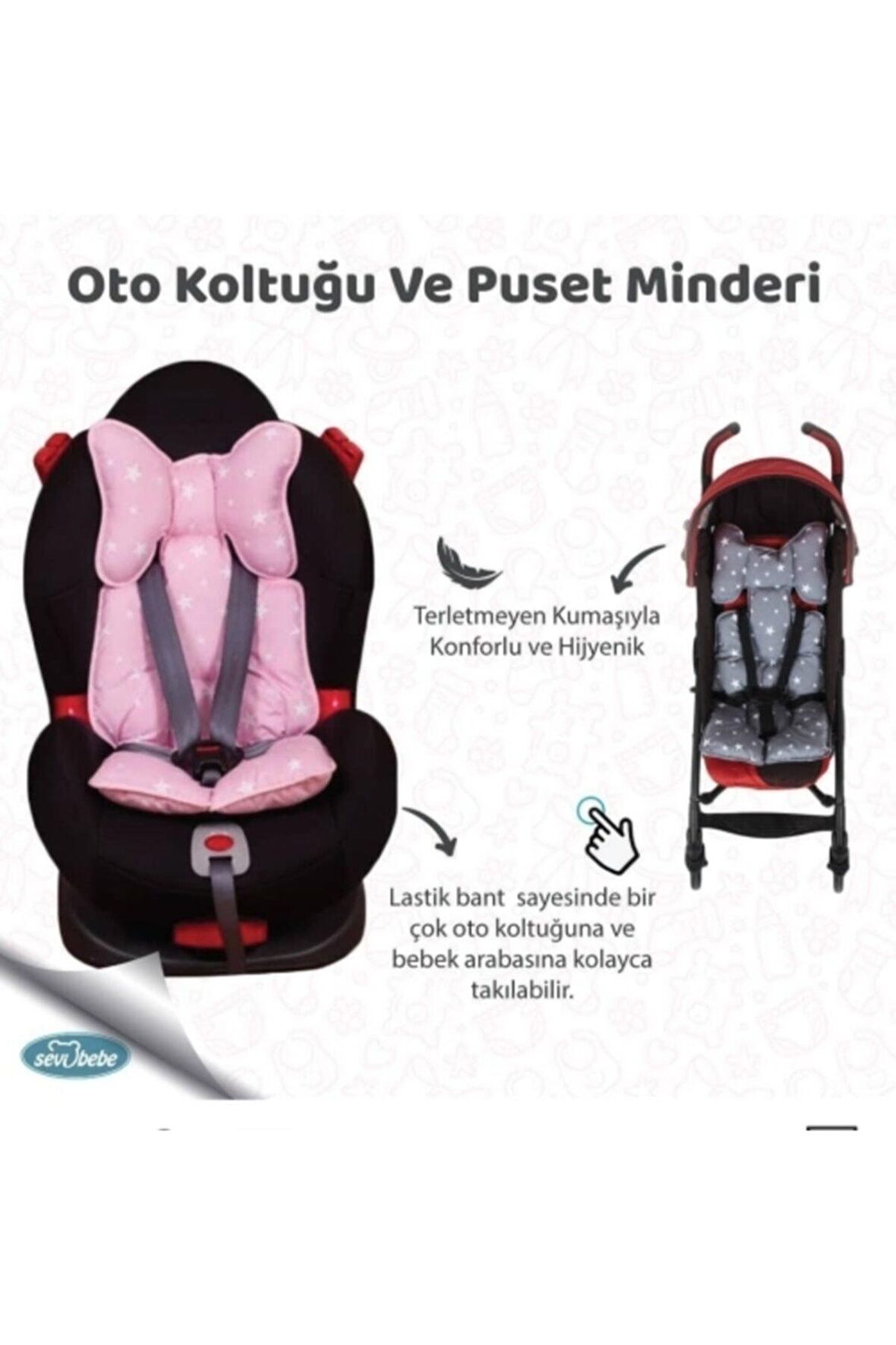 Puset Ve Oto Koltuğu Minderi Gri Yıldızlı