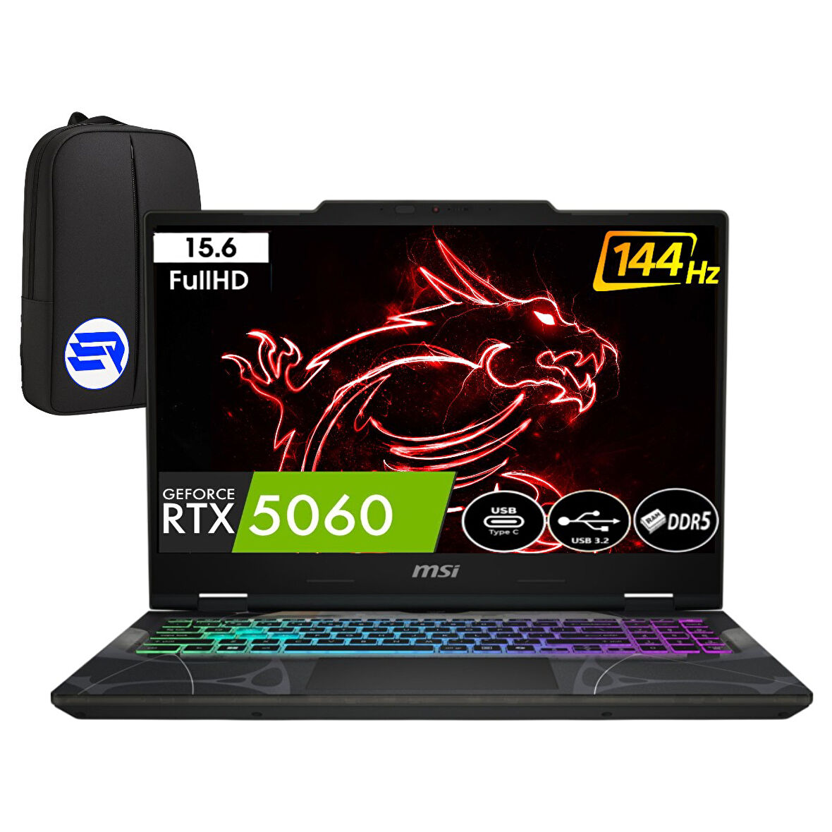 Msi Cyborg 15 B2RWFKG-208XTREP1 Intel Core 7-240H 24GB Ram 1tb SSD RTX5060 15.6'' Full Hd 144Hz WIN11 Pro + Elektropasaj Çanta