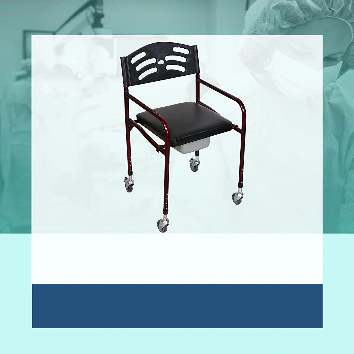 RKL3230 KATLANIR KLOZETLİ SANDALYE DERİ DÖŞEMELİ TEKERLEKLİ