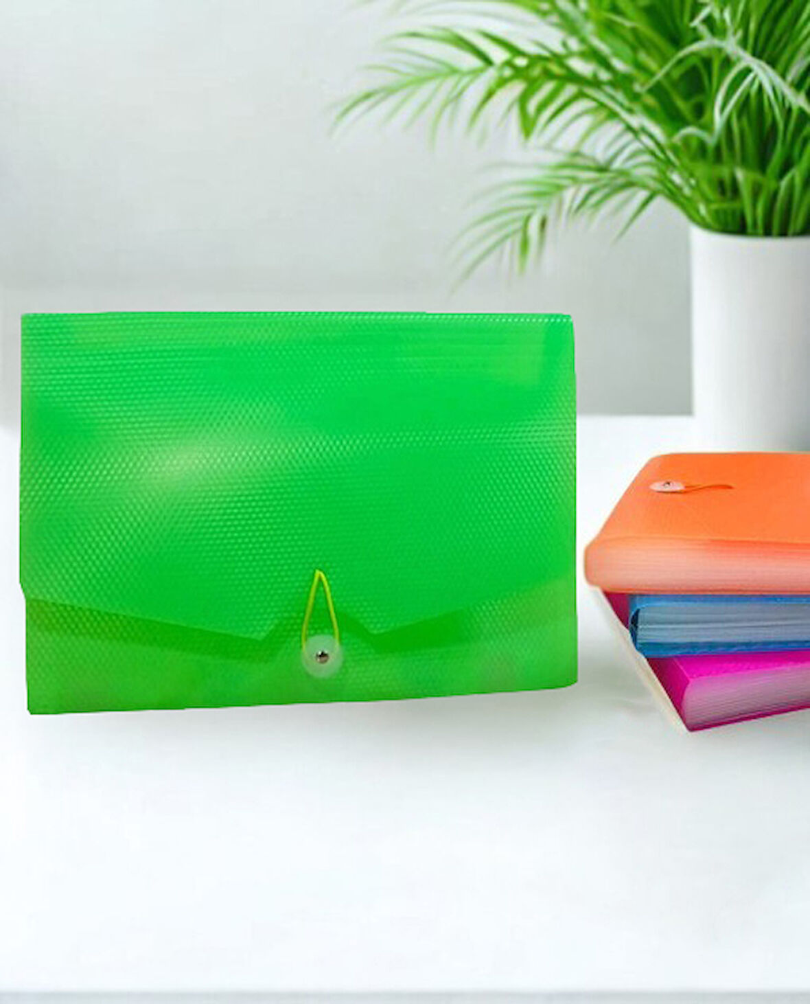 Körüklü Dosya 13 Bölümlü Cepli - Yeşil