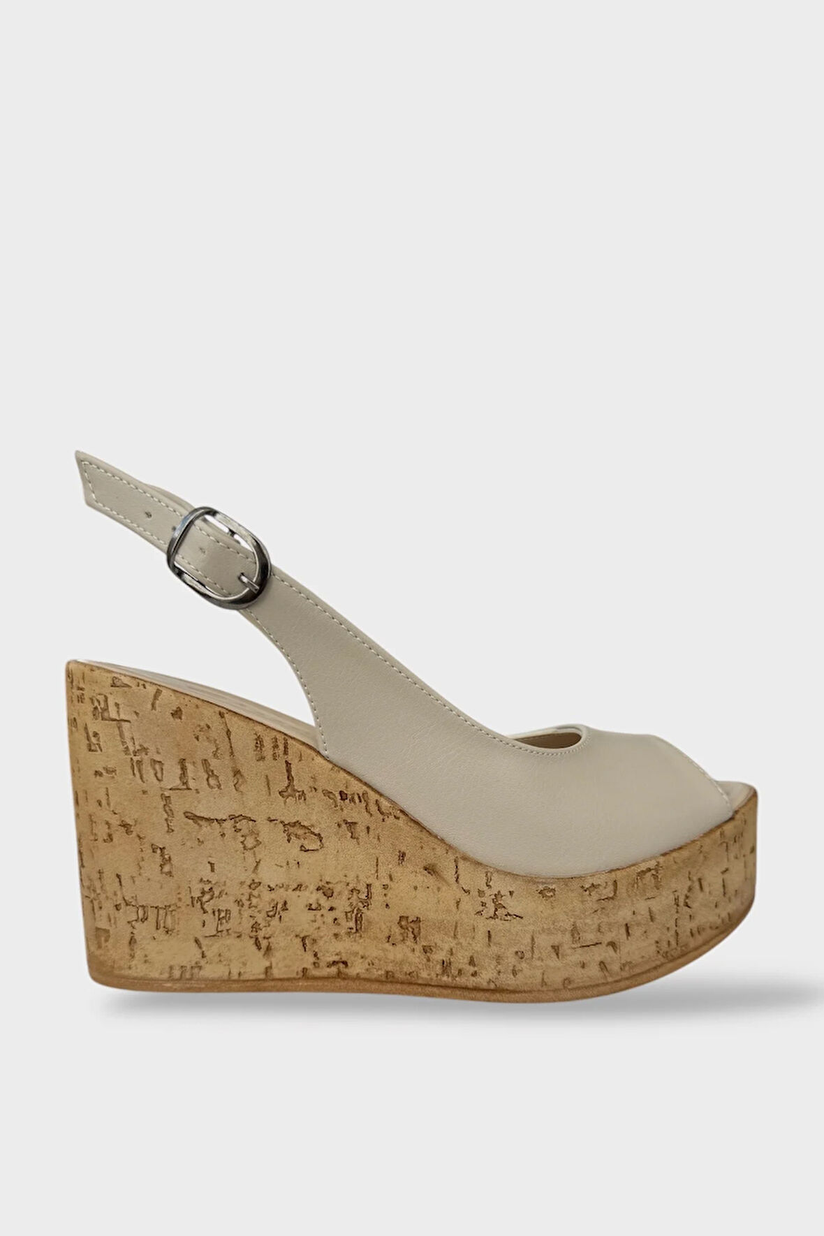 Yandan Tokalı Önü Açık Dolgu Taban Sandalet Ayakkabı  BEJ