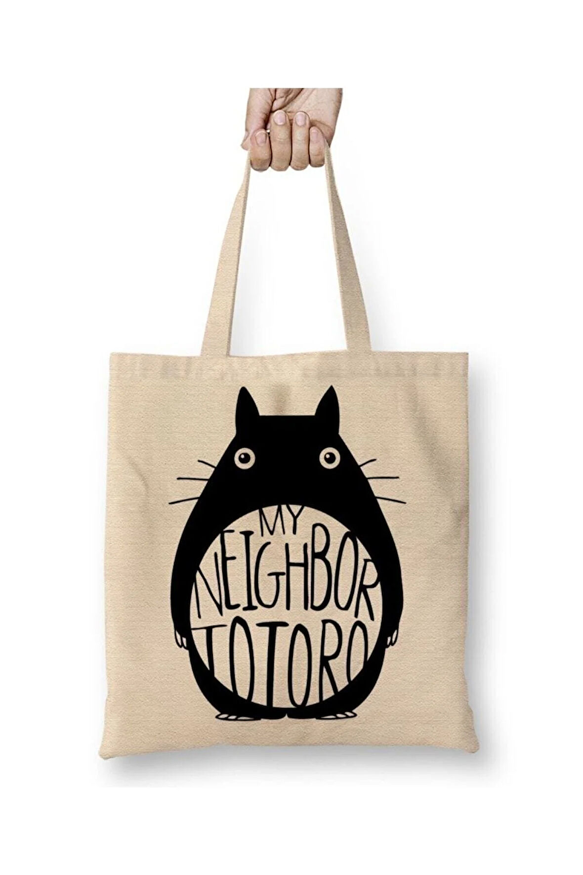 Meu Amigo Totoro Beyaz Bez Çanta Uzun Saplı Alışveriş Çantası Plaj Çantası