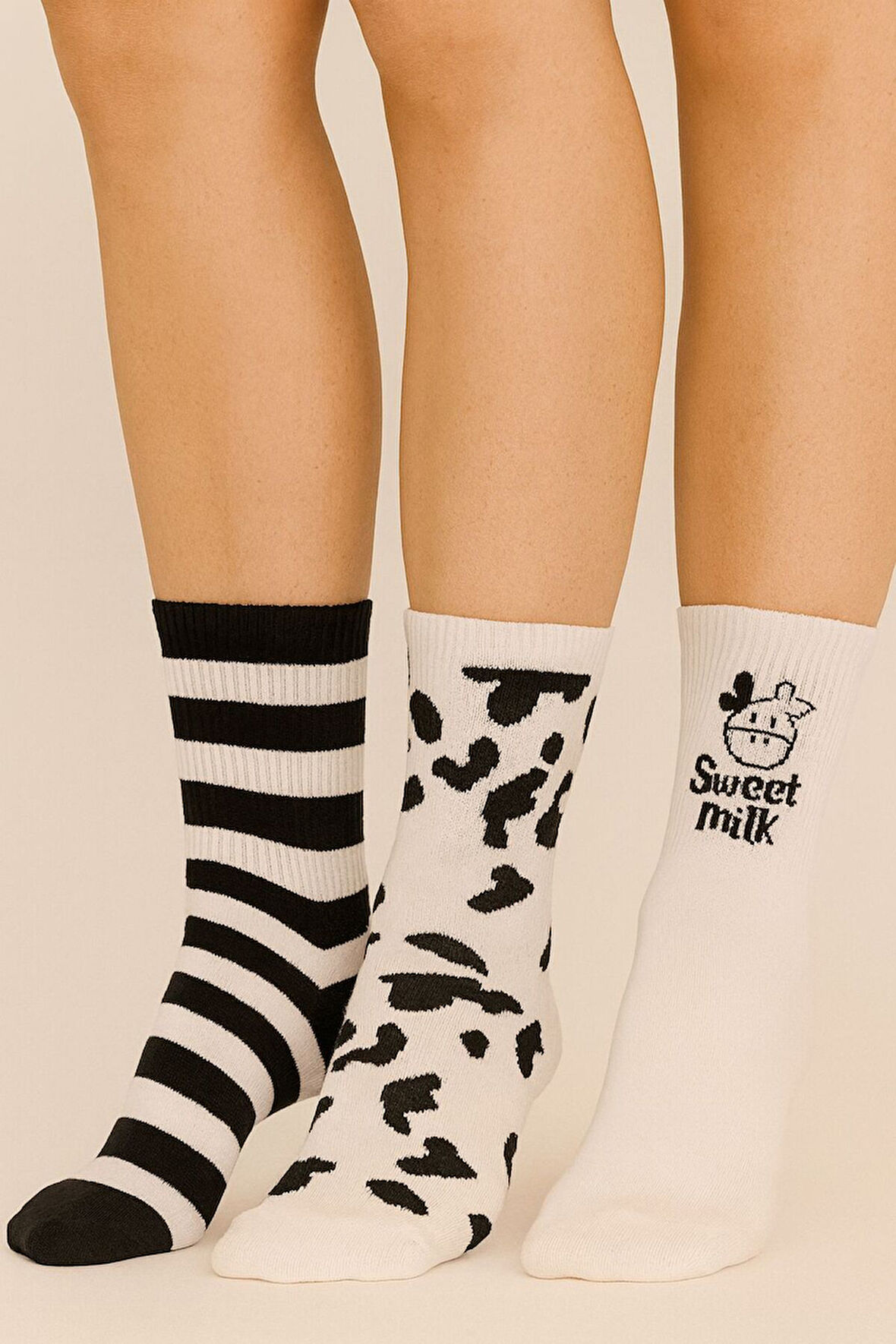 Çizgili Desenli 6'lı Kadın Soket Çorabı