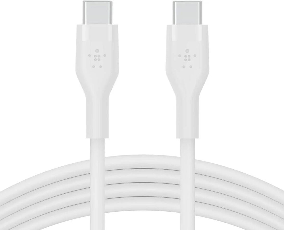 Belkin BoostCharge Flex Silikon USB-C PD Hızlı Şarj Kablosu- Beyaz