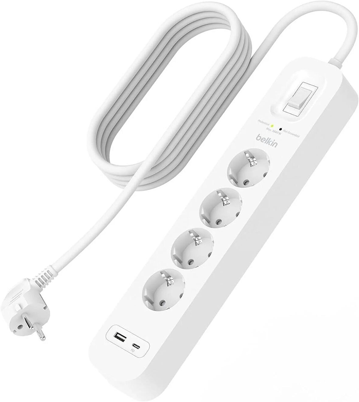 Belkin ‎SRB001vf2M USB-C-USB-A 4x Akım Korumalı Priz 2M