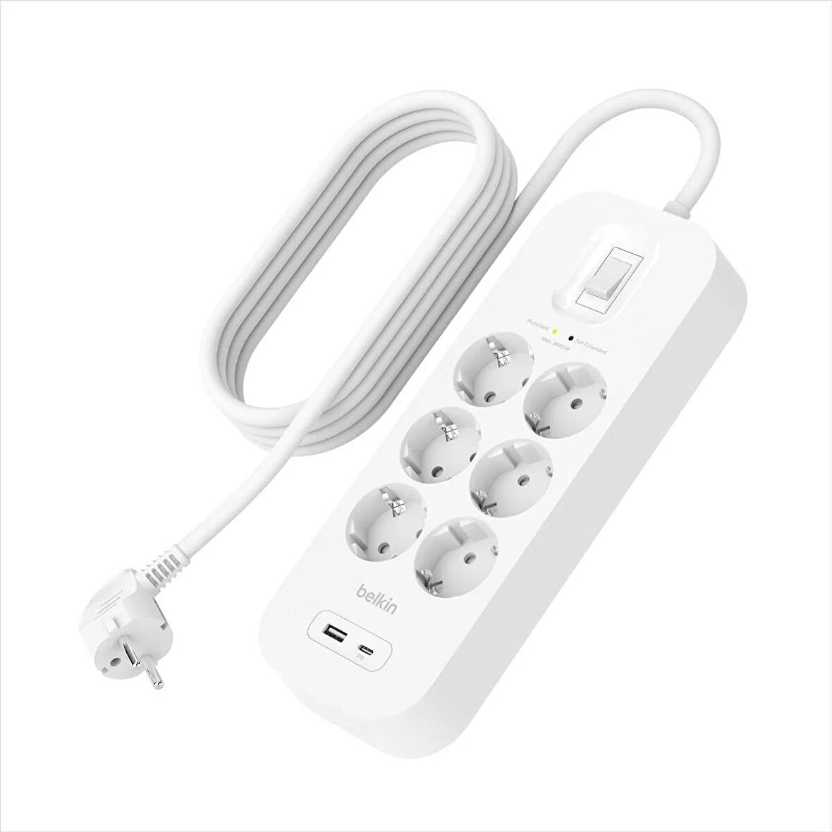 Belkin SRB002VF2M USB-C-USB-A 6x Akım Korumalı Priz 2M