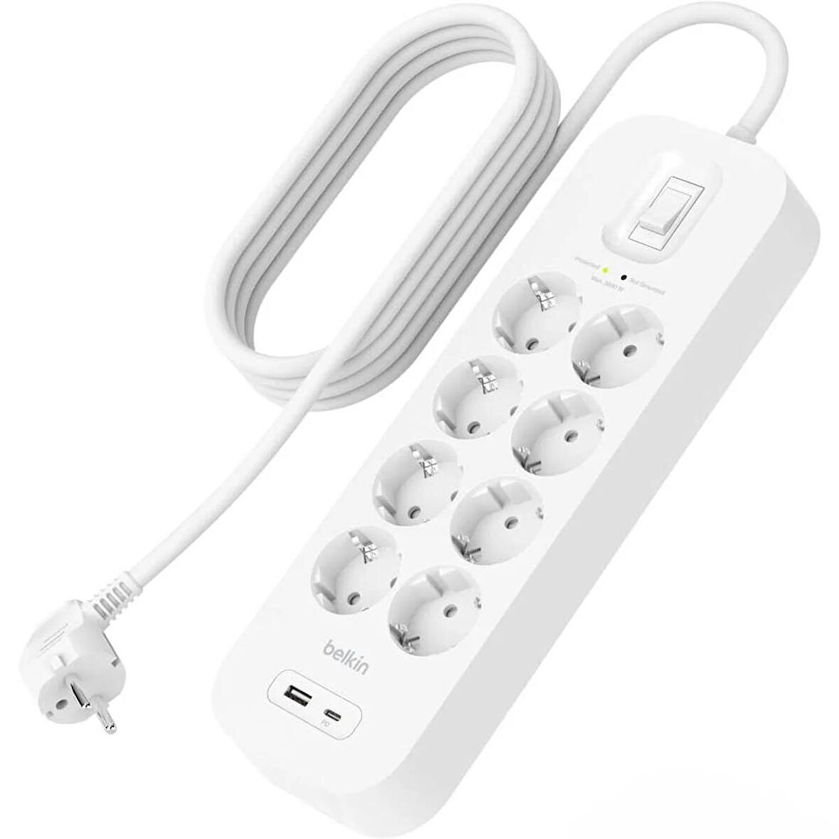 Belkin SRB003VF2M USB-C-USB-A 8x Akım Korumalı Priz 2M