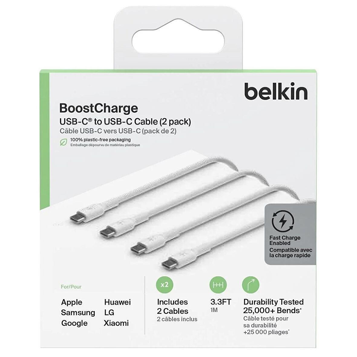 Belkin BoostCharge USB-C'den USB-C'ye 2li Paket Kablo