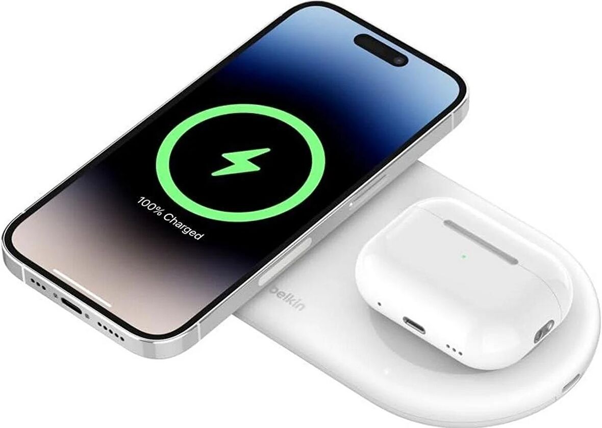 Belkin BoostCharge Pro 2'si 1 arada MageSafe Kablosuz Şarj İstasyonu - ‎WIZ021vfWH