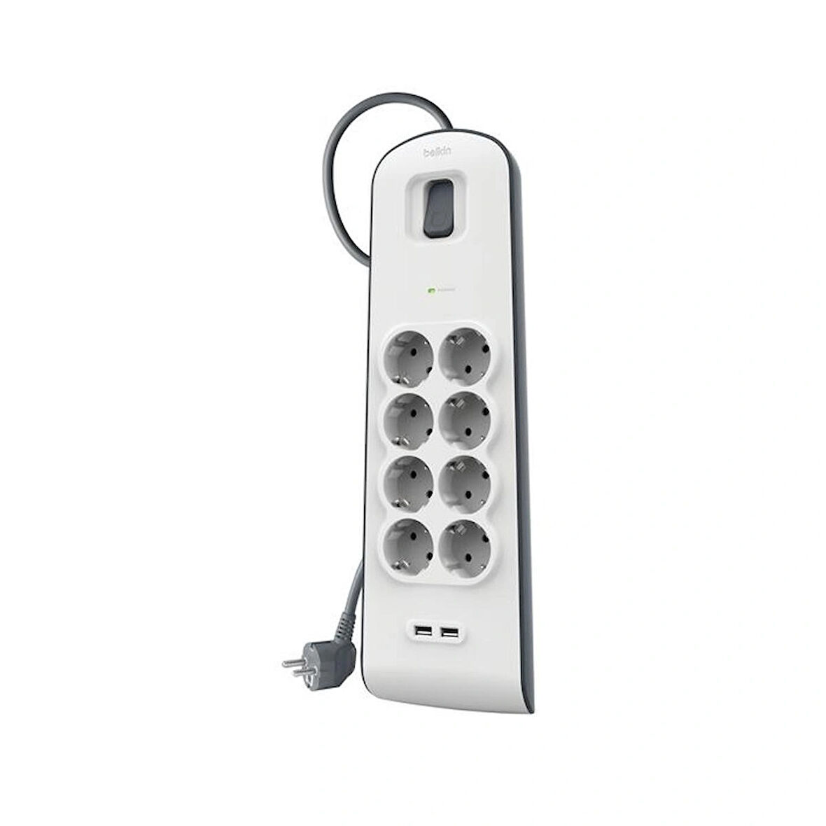 Belkin BSV804VF2M-V2 8'li 2M Akım Koruma Priz+2x USB-A
