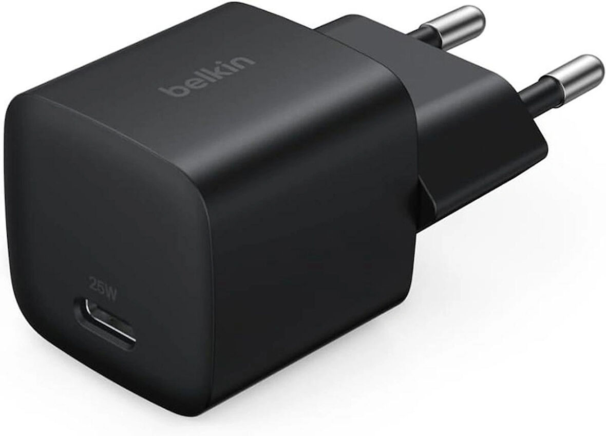 Belkin USB-C 25 W PD 3.0 PPS Hızlı Şarj Cihazı, Siyah