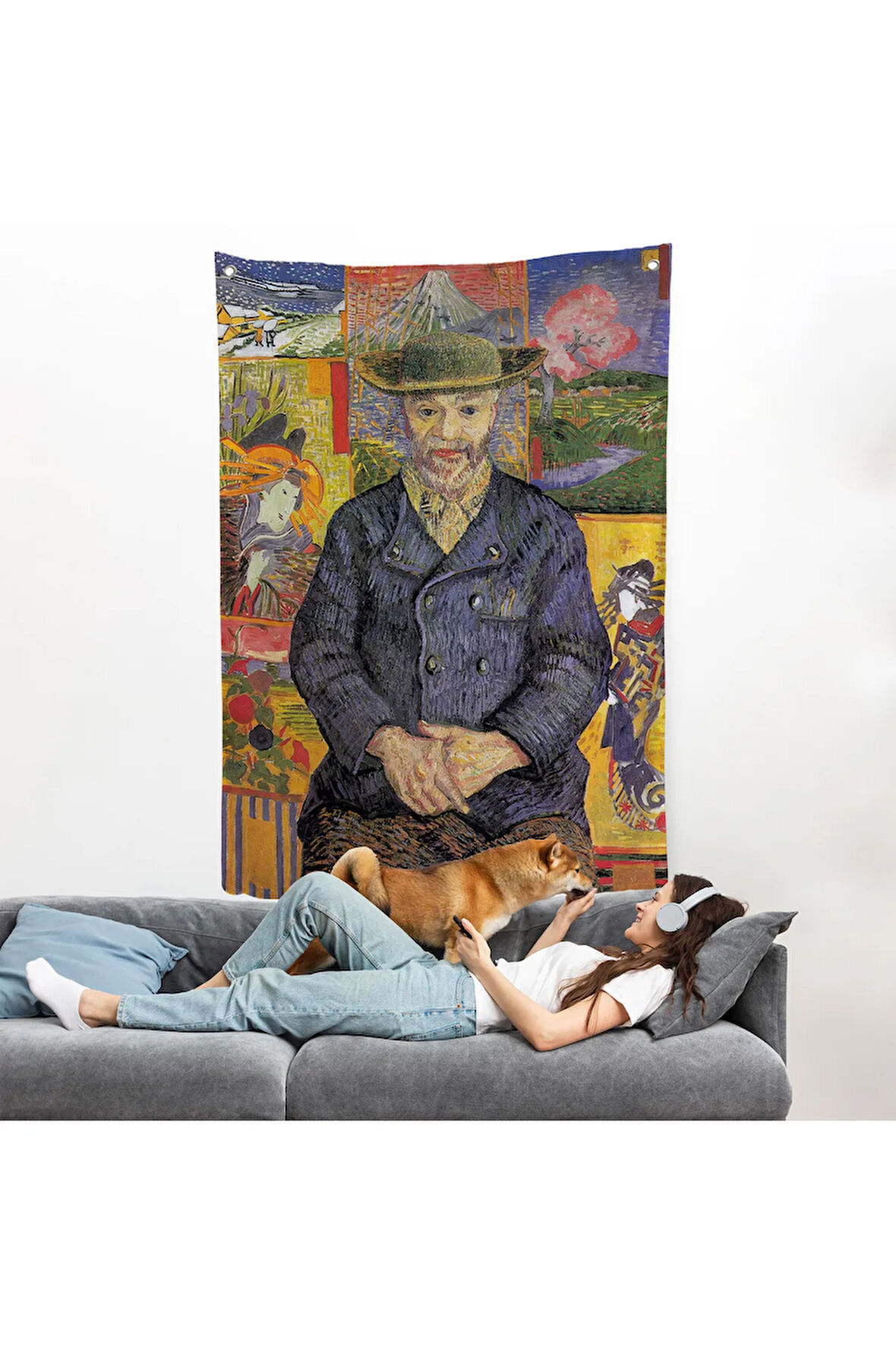 Vincent van Gogh - Père Tanguy’un Portresi Duvar Örtüsü-7459