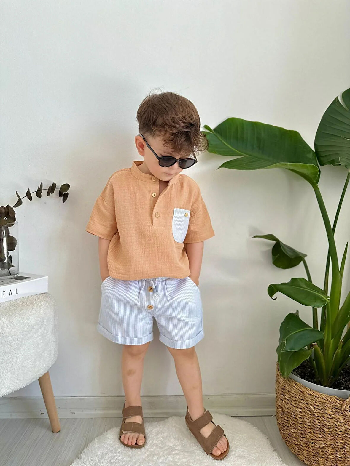 Cepli Müslin ikili takım Kahve