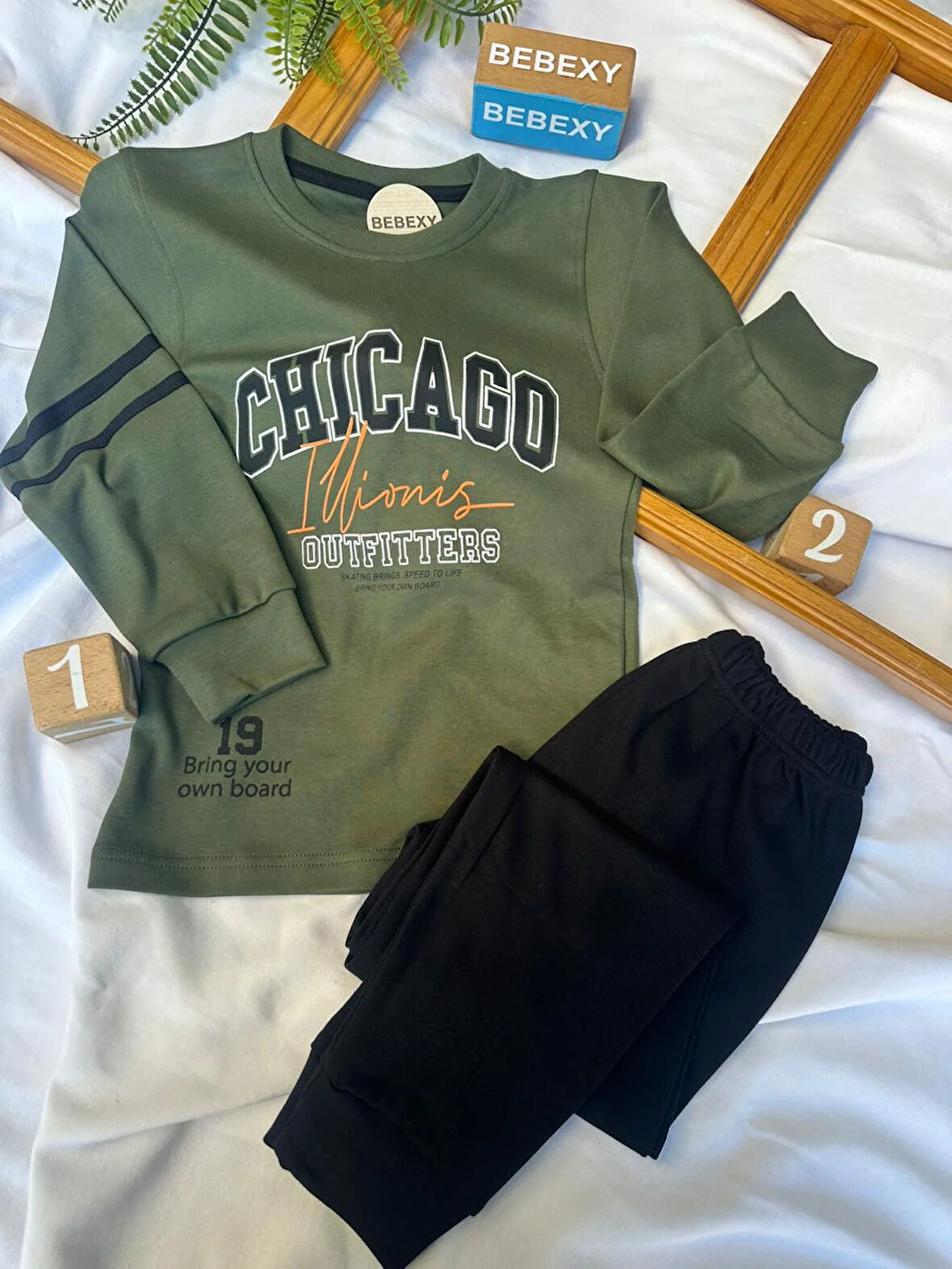 CHICAGO Yazılı  Erkek  Pijama Takımı Yeşil