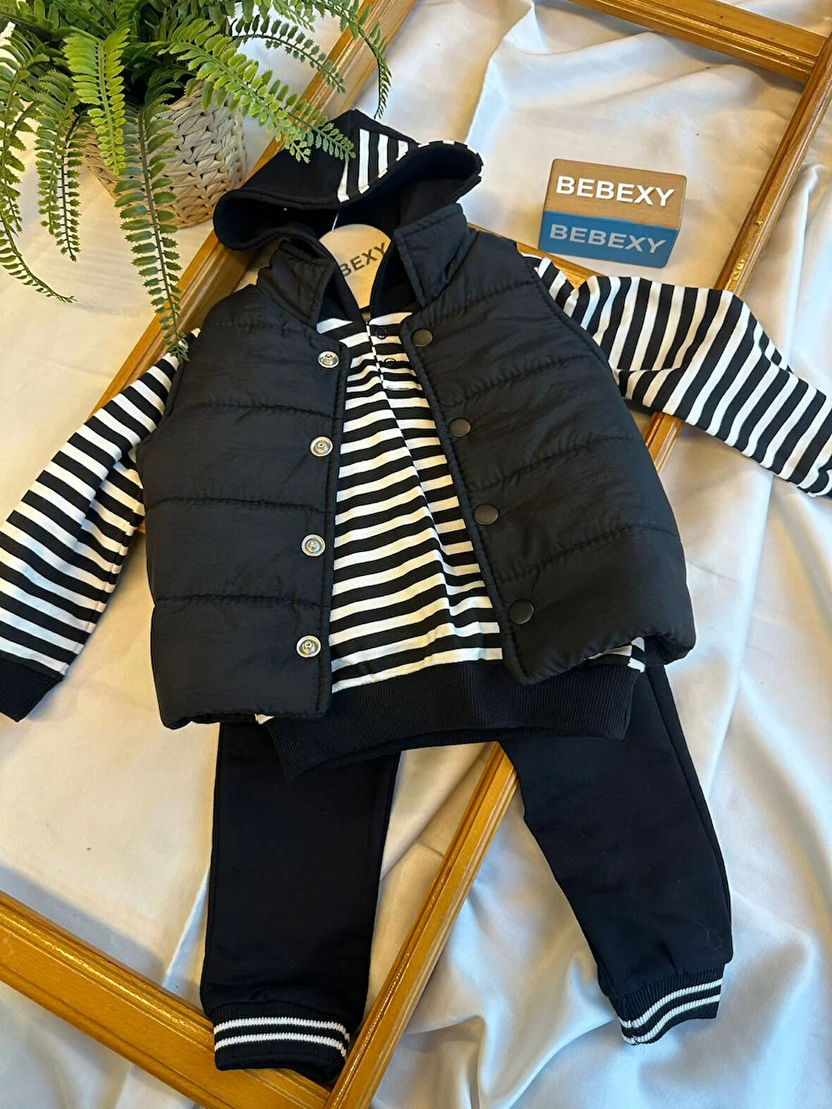 Çizgili  SiyahTakım 3'lü