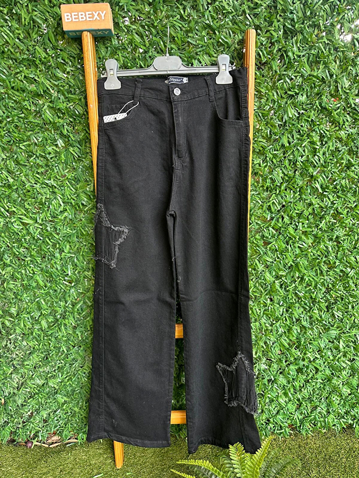 2 Yıldız Desenli Pantolon Siyah