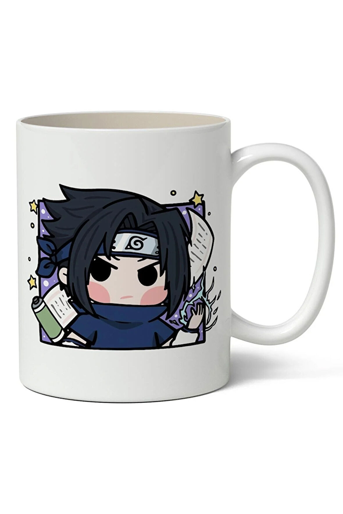 Naruto Sasuke Uchiha Avatar Anime Baskılı Beyaz Kupa Bardak