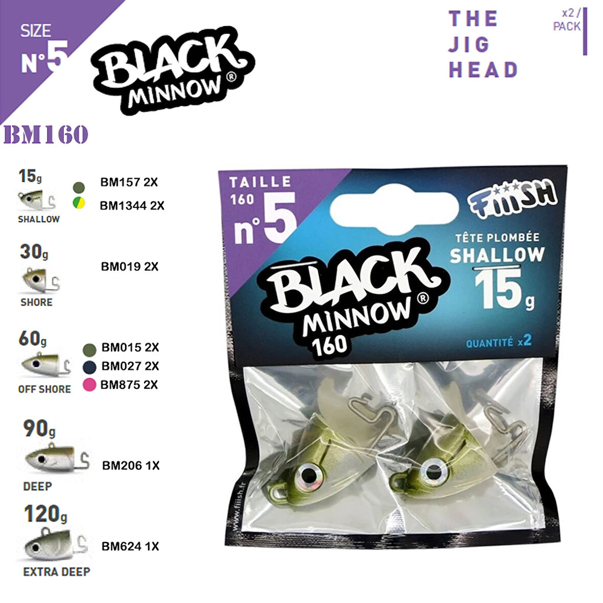 Fiiish Black Minnow BM160/5 Jig Head BM015 60gr