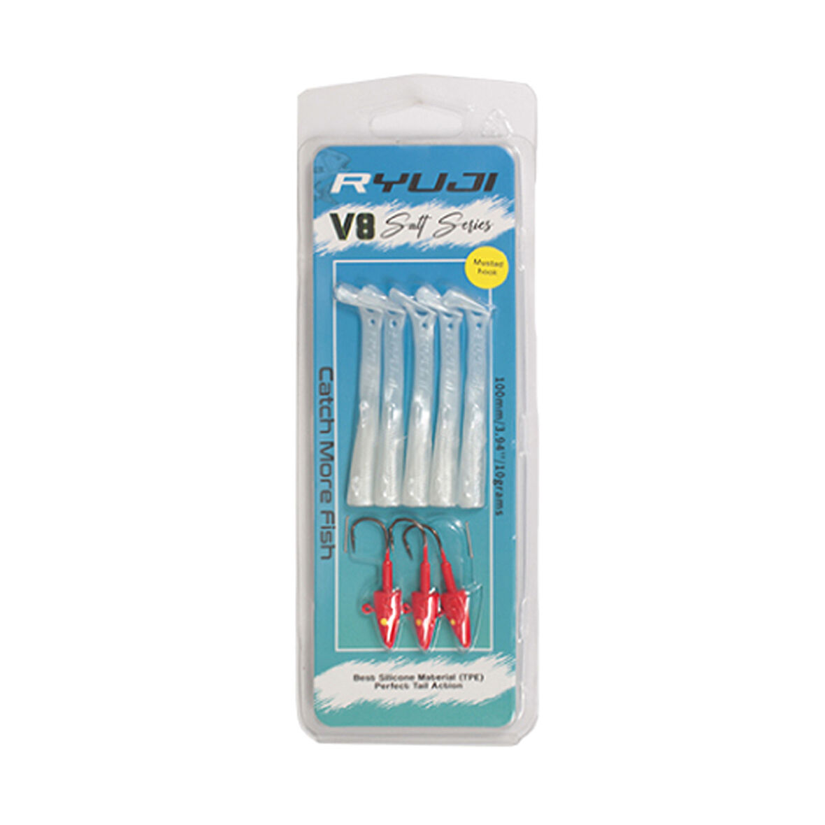 Ryuji V8 Salt 10cm 10gr Silikon Yem Renk : Red Head White Silver