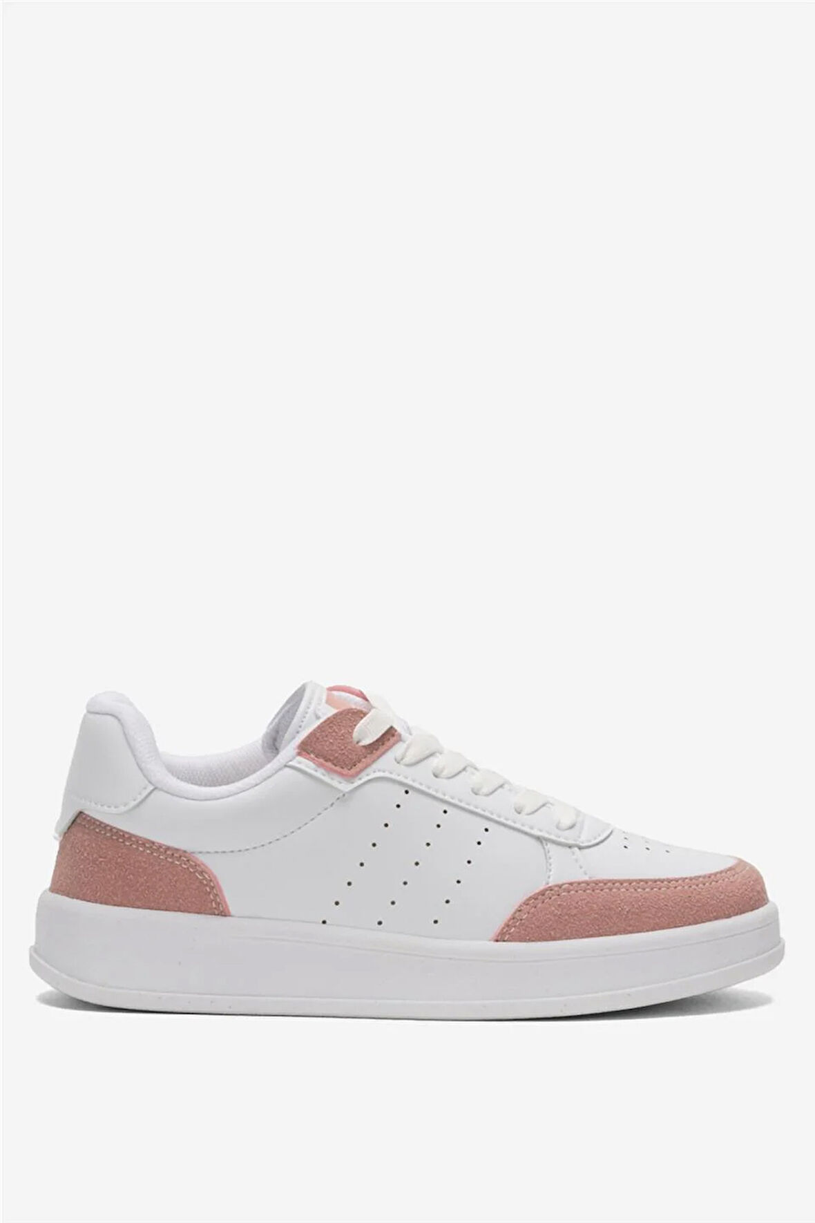 Unisex Düz Hafif Taban Günlük Sneaker Ayakkabı BEYAZ - PUDRA