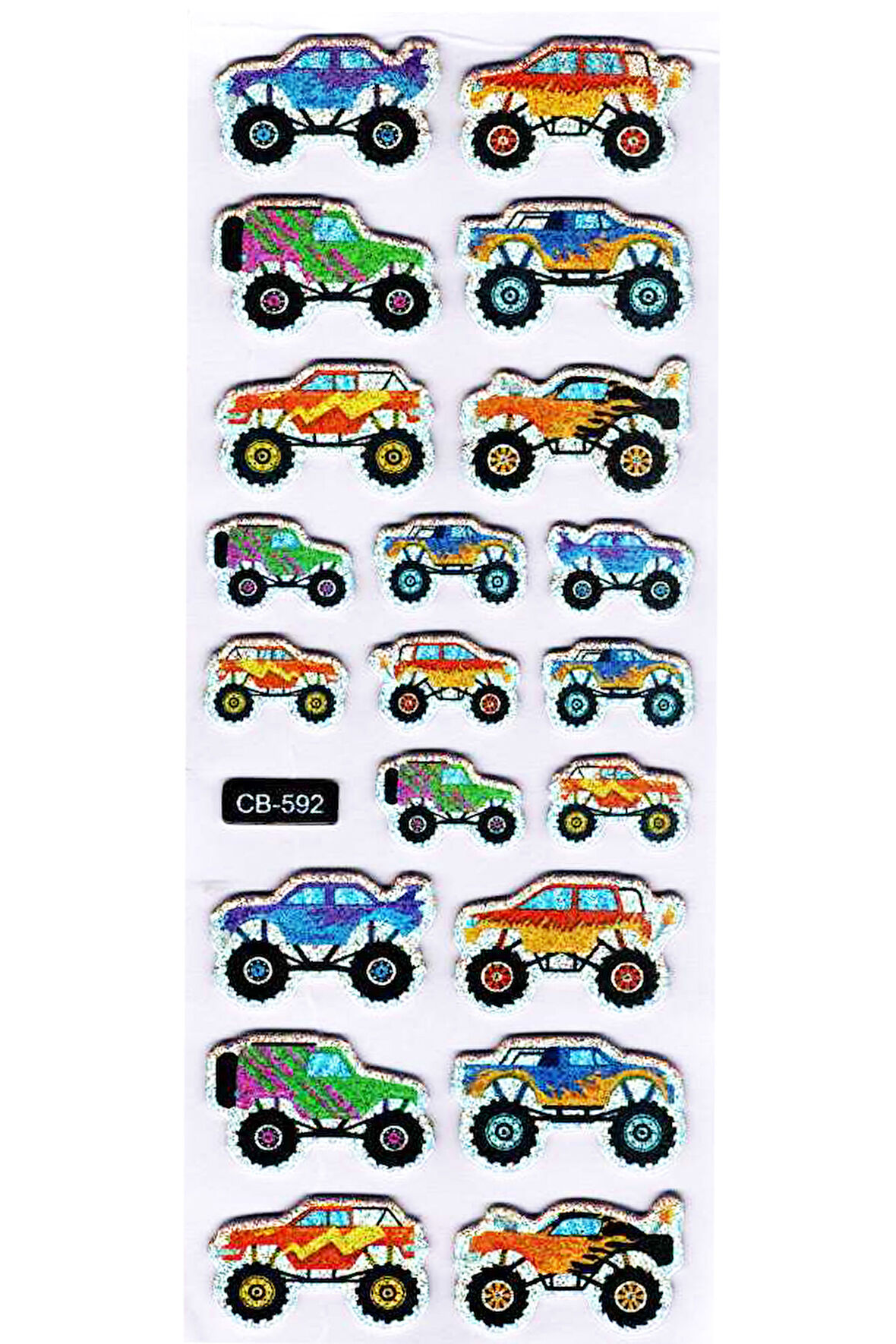 Sticker Kabartmalı Sticker Defter Planlayıcı Etiket (cb592) 16x7 cm- Monster Truck Araba