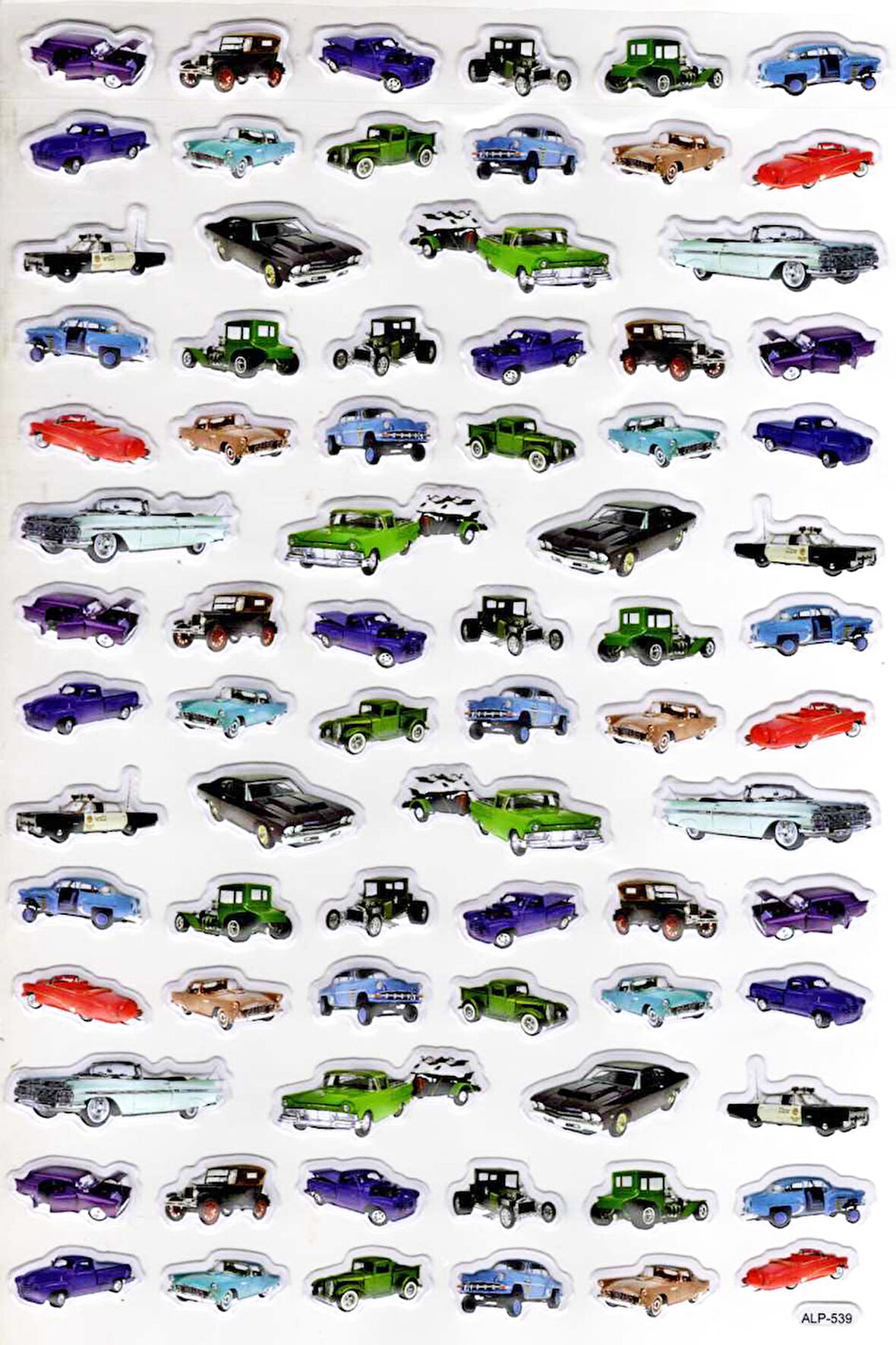 Sticker Kabartmalı A4 Boyutunda Stiker Defter, Planlayıcı Etiket-(lim539) - Retro Arabalar