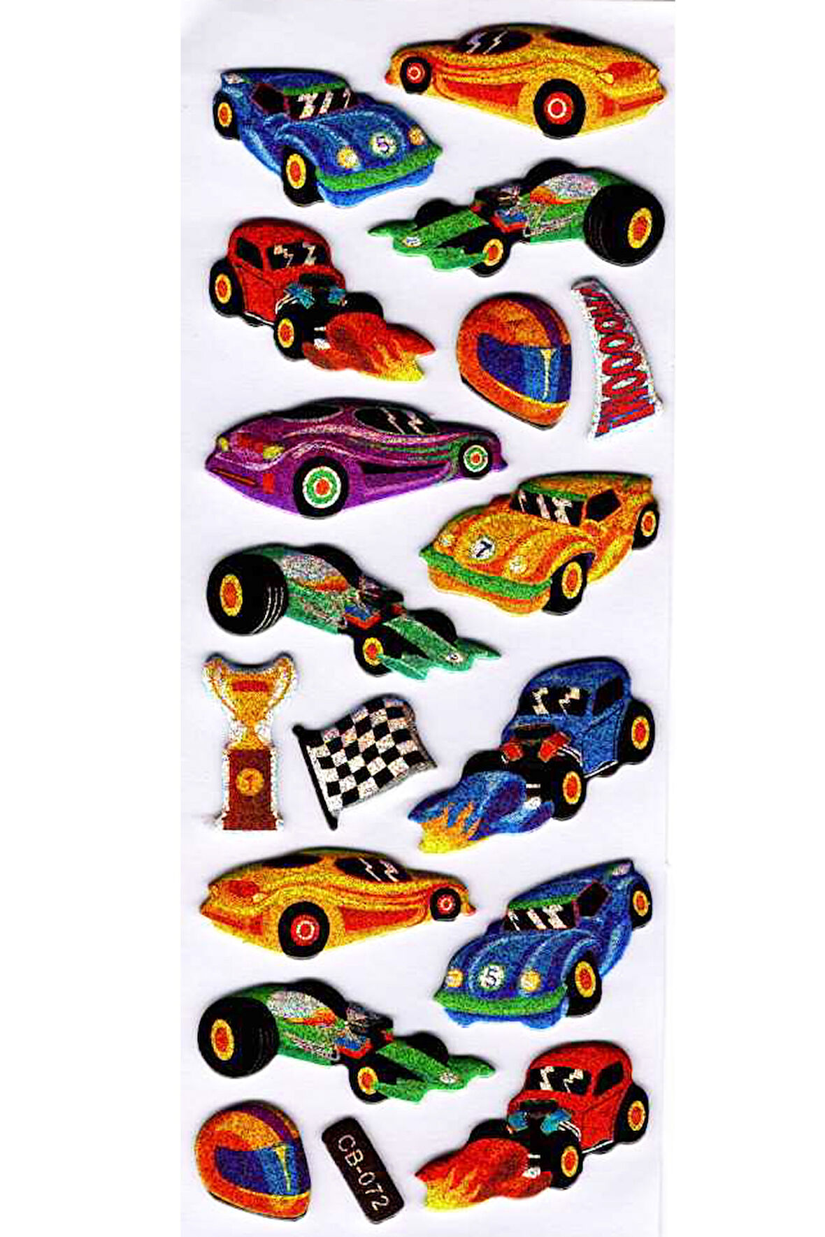 Sticker Kabartmalı Sticker Defter Planlayıcı Etiket (cb072) 16x7 cm- Renkli Arabalar