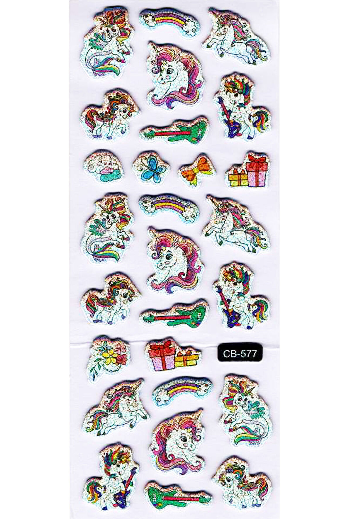 Sticker Kabartmalı Sticker Defter Planlayıcı Etiket (cb577) 16x7 cm- Müzikal Unicorn