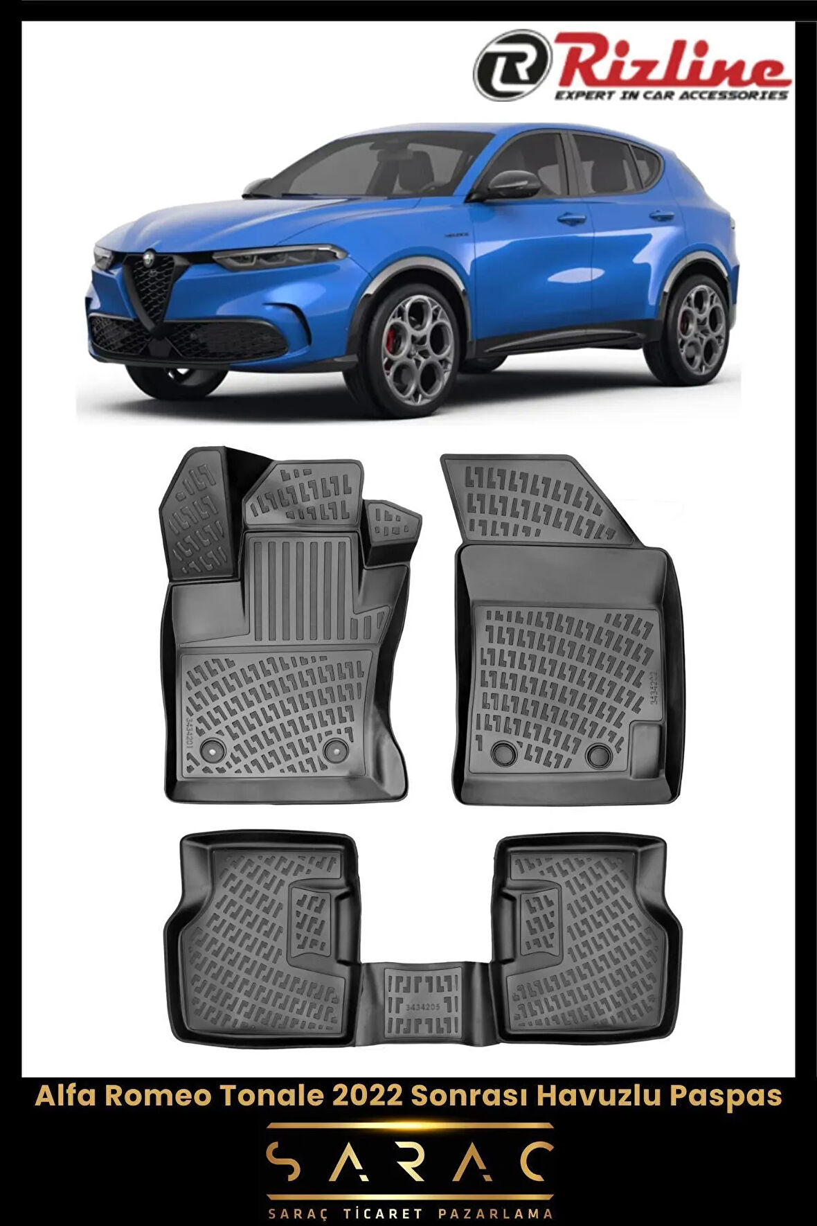 Rizline Alfa Romeo Tonale 2022 Model 3D Havuzlu Paspas