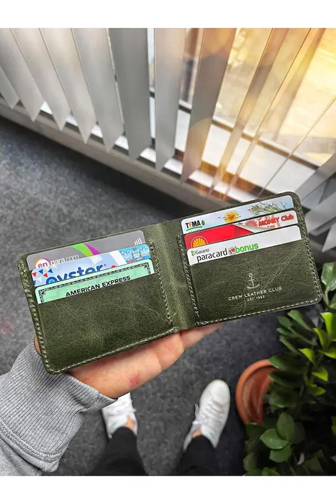 Naturel Yeşil Camden Deri Erkek Cüzdan
