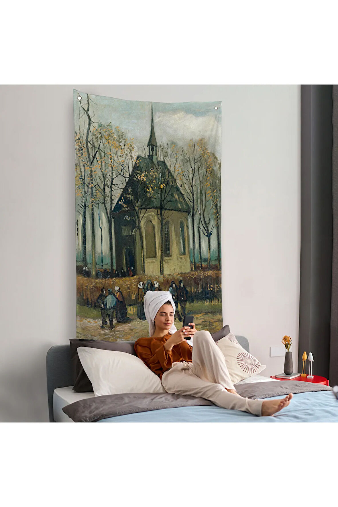 Vincent van Gogh - Cemaat Nuenen'deki Reform Kilisesinden Ayrılıyor Duvar Örtüsü-7466