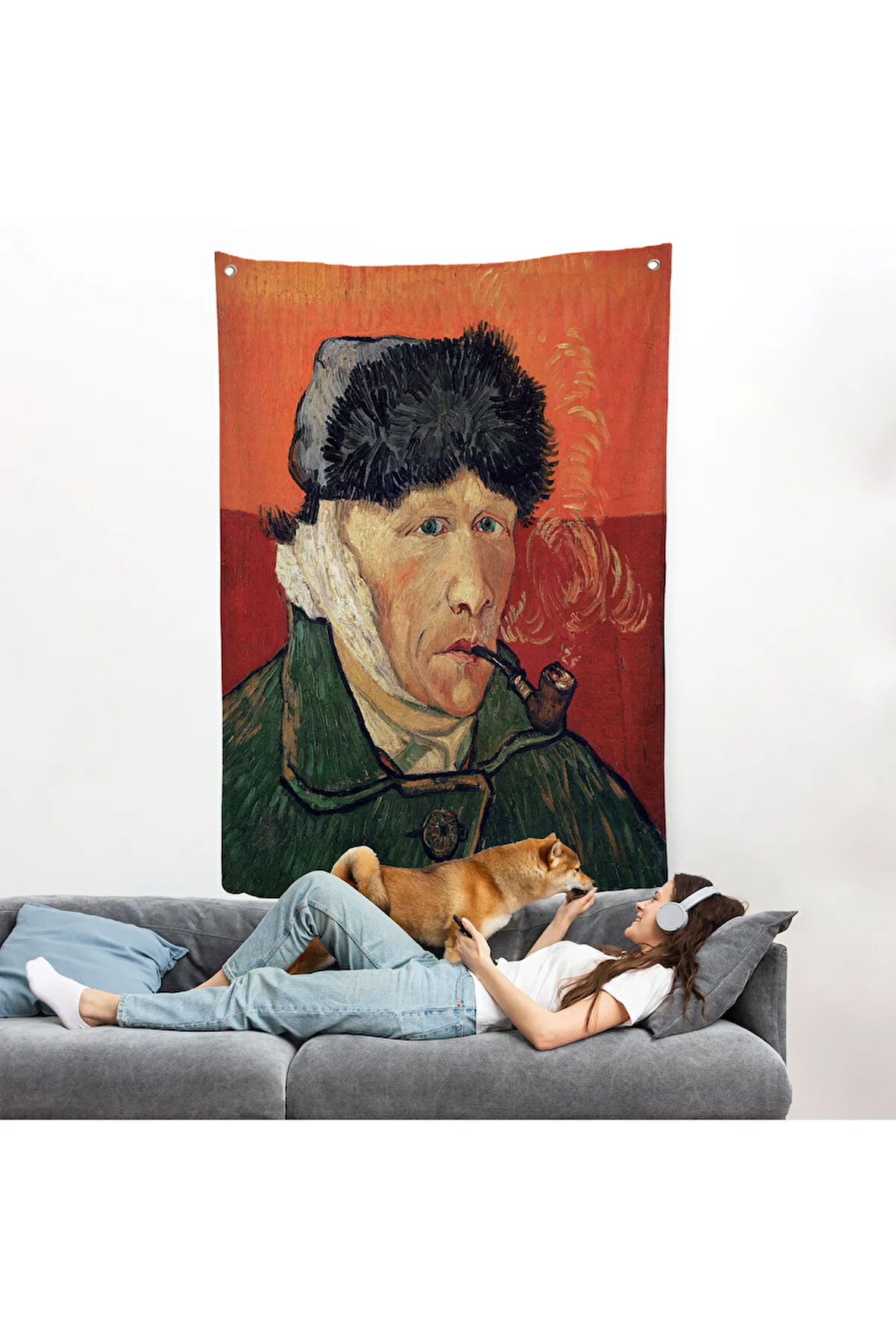 Vincent van Gogh - Kulakları Bandajlı Portre Duvar Örtüsü-7470