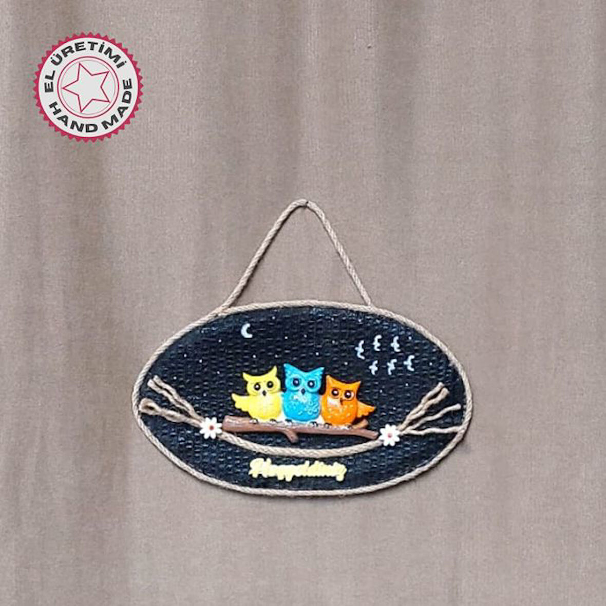 Uretti - Fatma 4830 2030 El Yapımı Baykuşlu Duvar Süsü