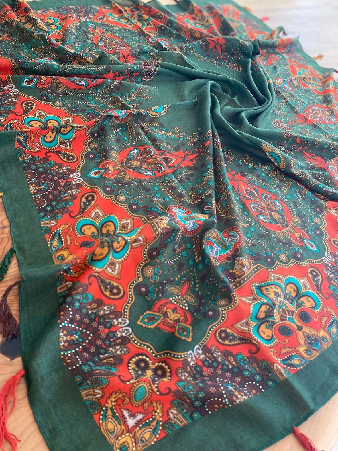 Etnik  110x110 cm Pareo Eşarp Şal Paisley 1757089