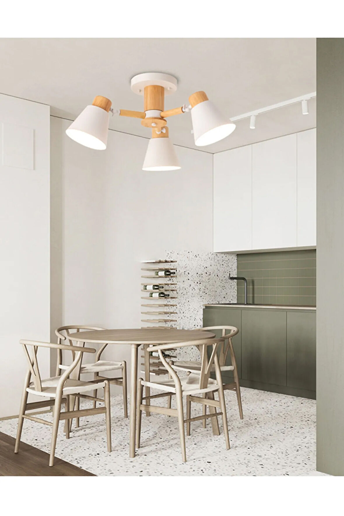 Pretty Ahşap Oynar Başlı Avize