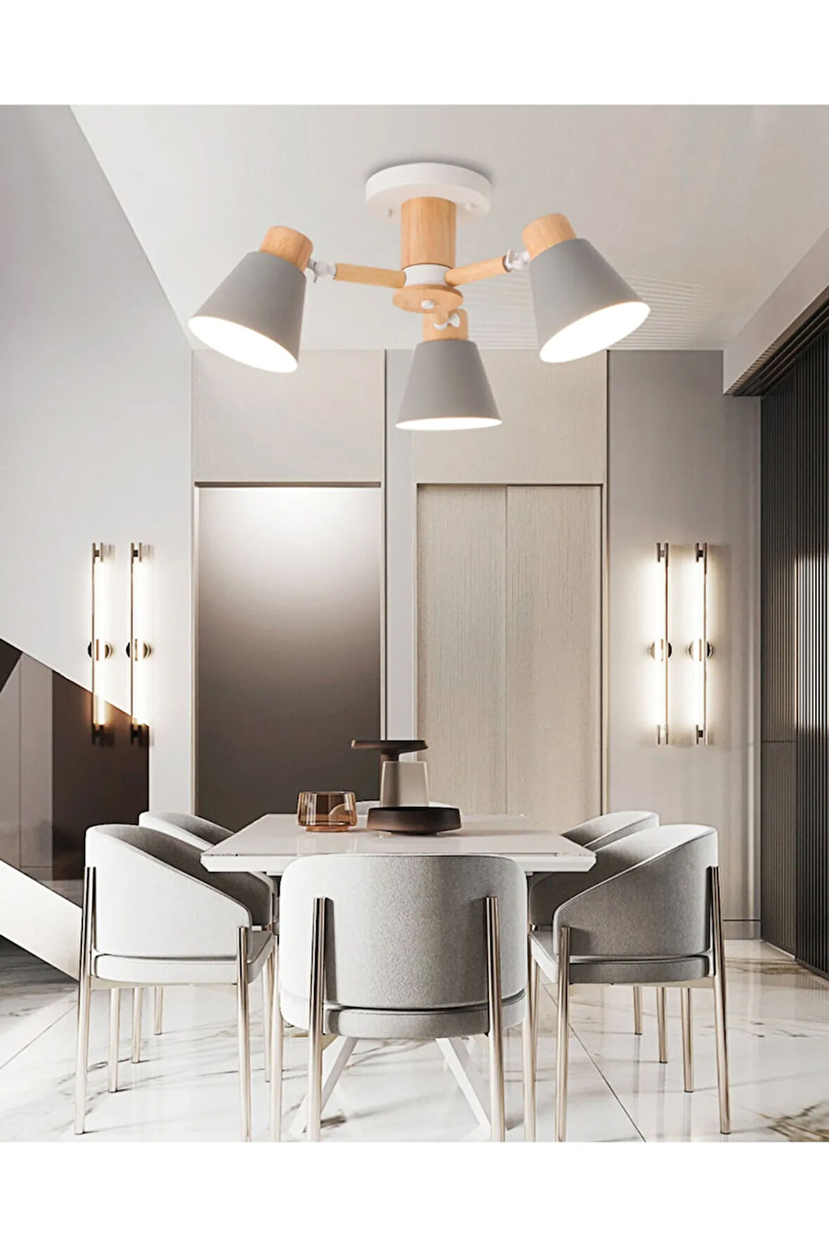 Pretty Ahşap Oynar Başlı Avize