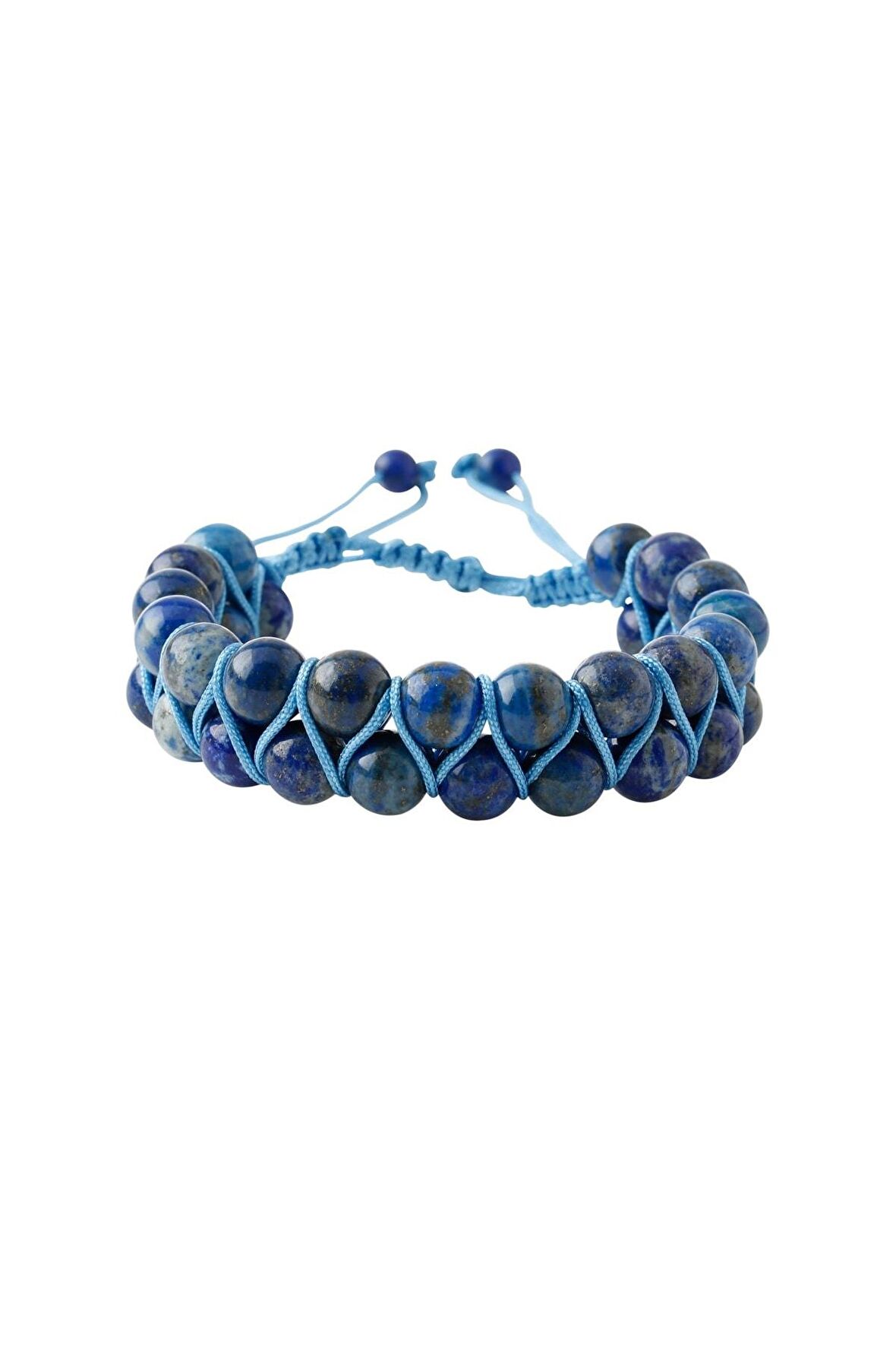 Lapis Lazuli 8mm Çift Sıra Makrome Doğal Taş Bileklik