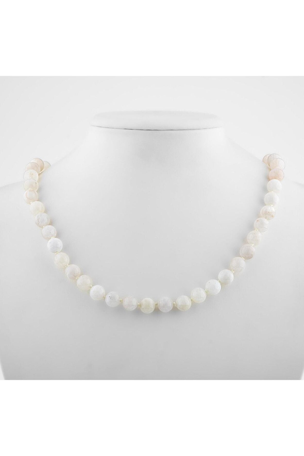 Ay Taşı 8 Mm Düğümlü Doğal Taş Kolye