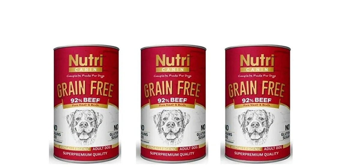 Nutri Canin TAHILSIZ BİFTEKLİ KÖPEK KONSERVE 400 GR. x 3 ADET