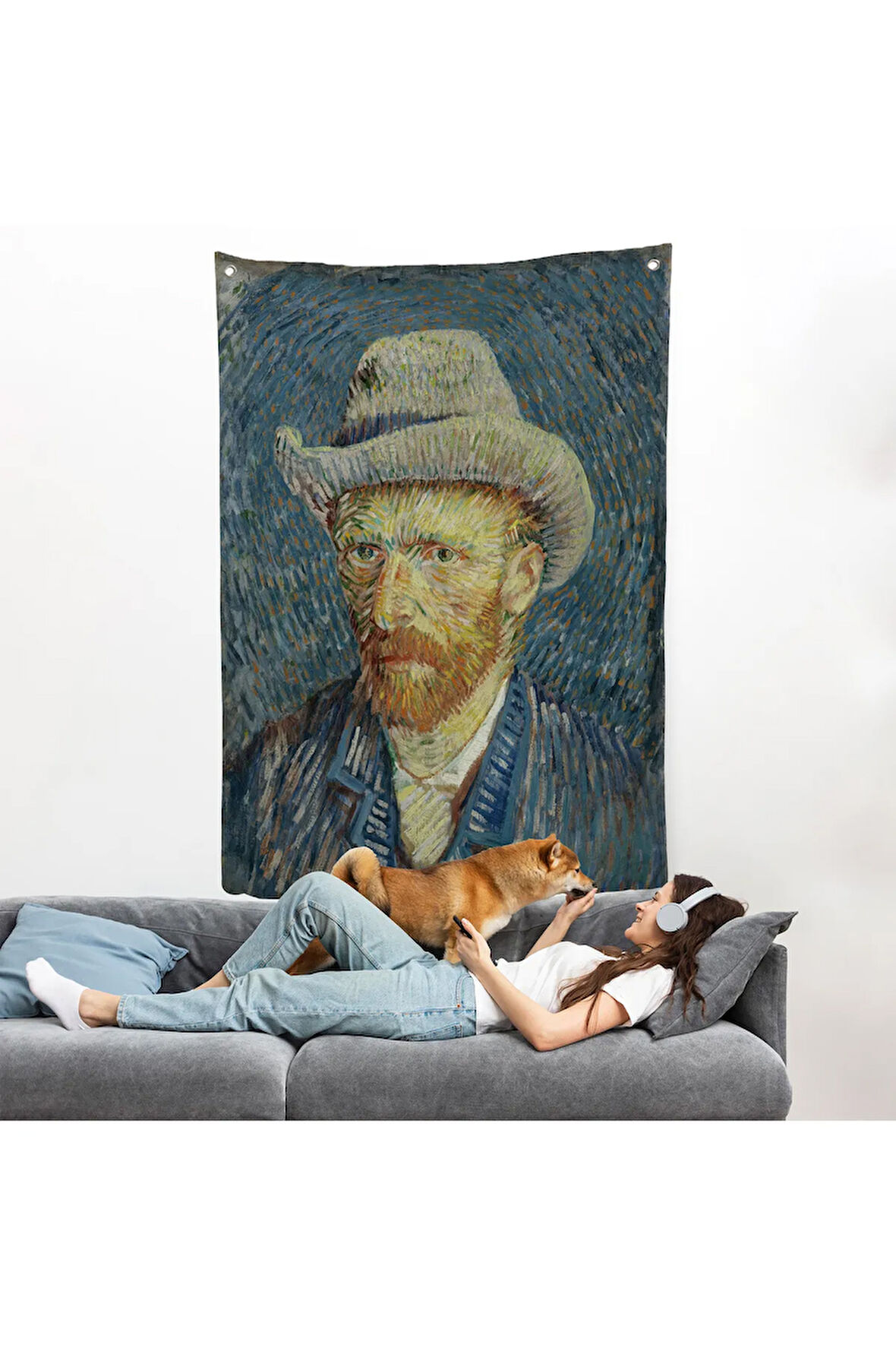 Vincent van Gogh - Hasır Şapkalı Otoportre Duvar Örtüsü-7481