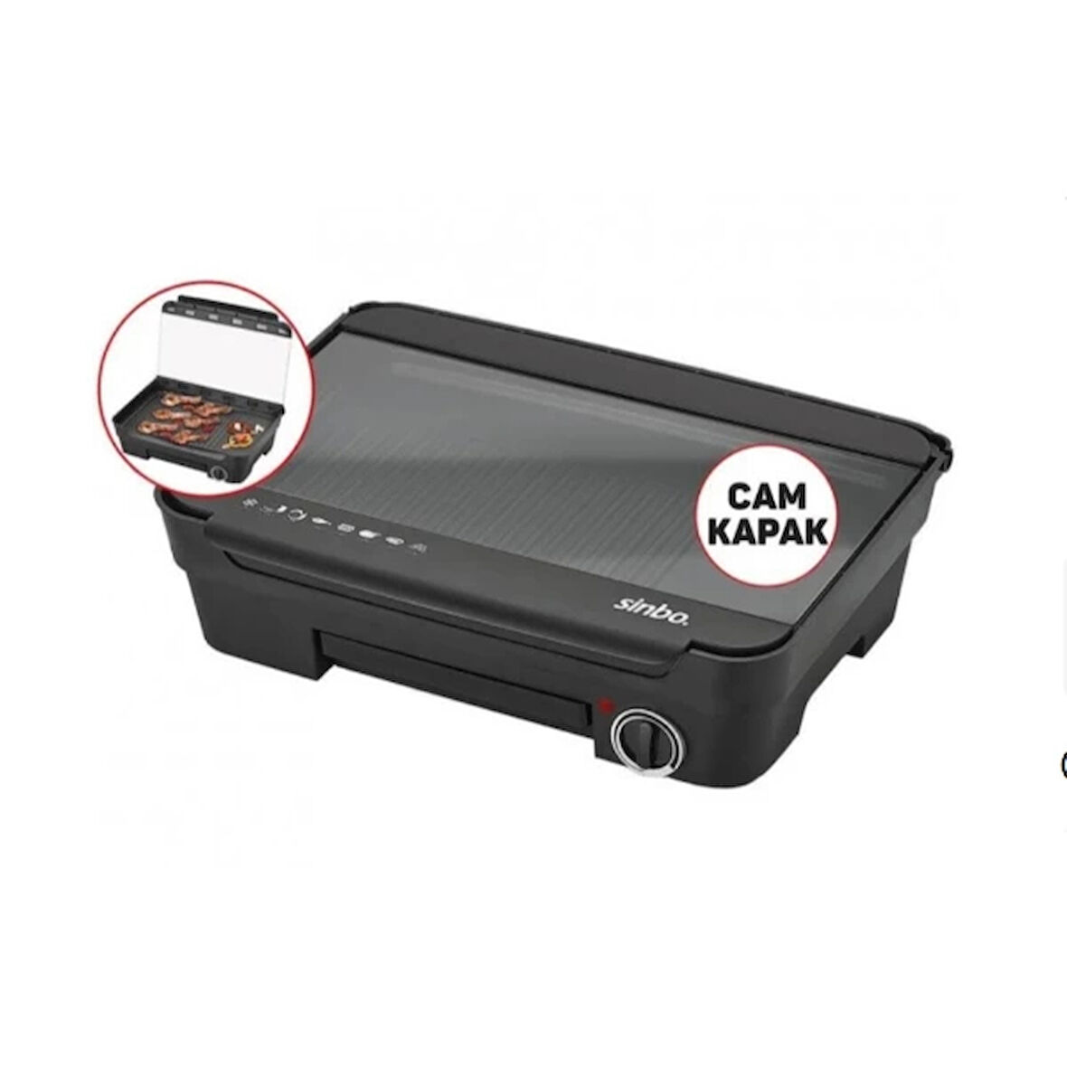 MDB Sinbo Elektrikli Izgara Cam Kapaklı