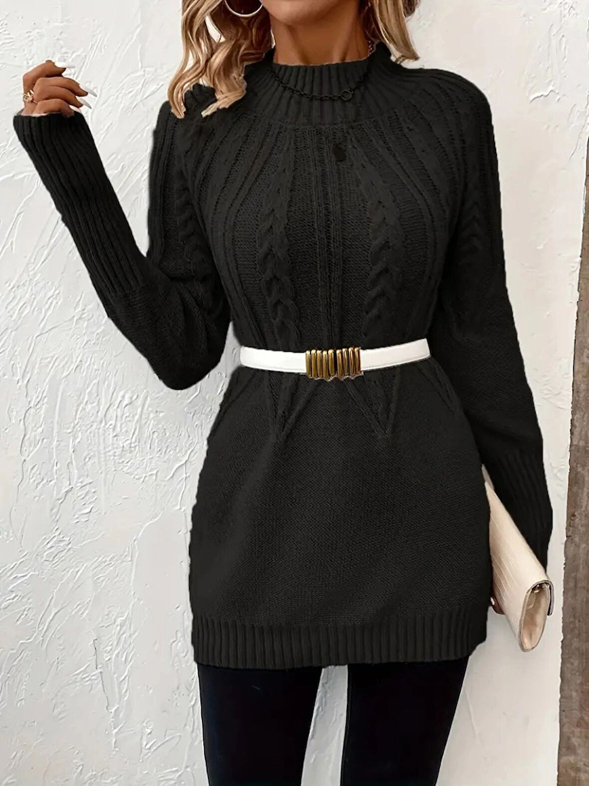 MDB Kadın Uzun Kollu Yarı Balıkçı Yaka Triko Bluz