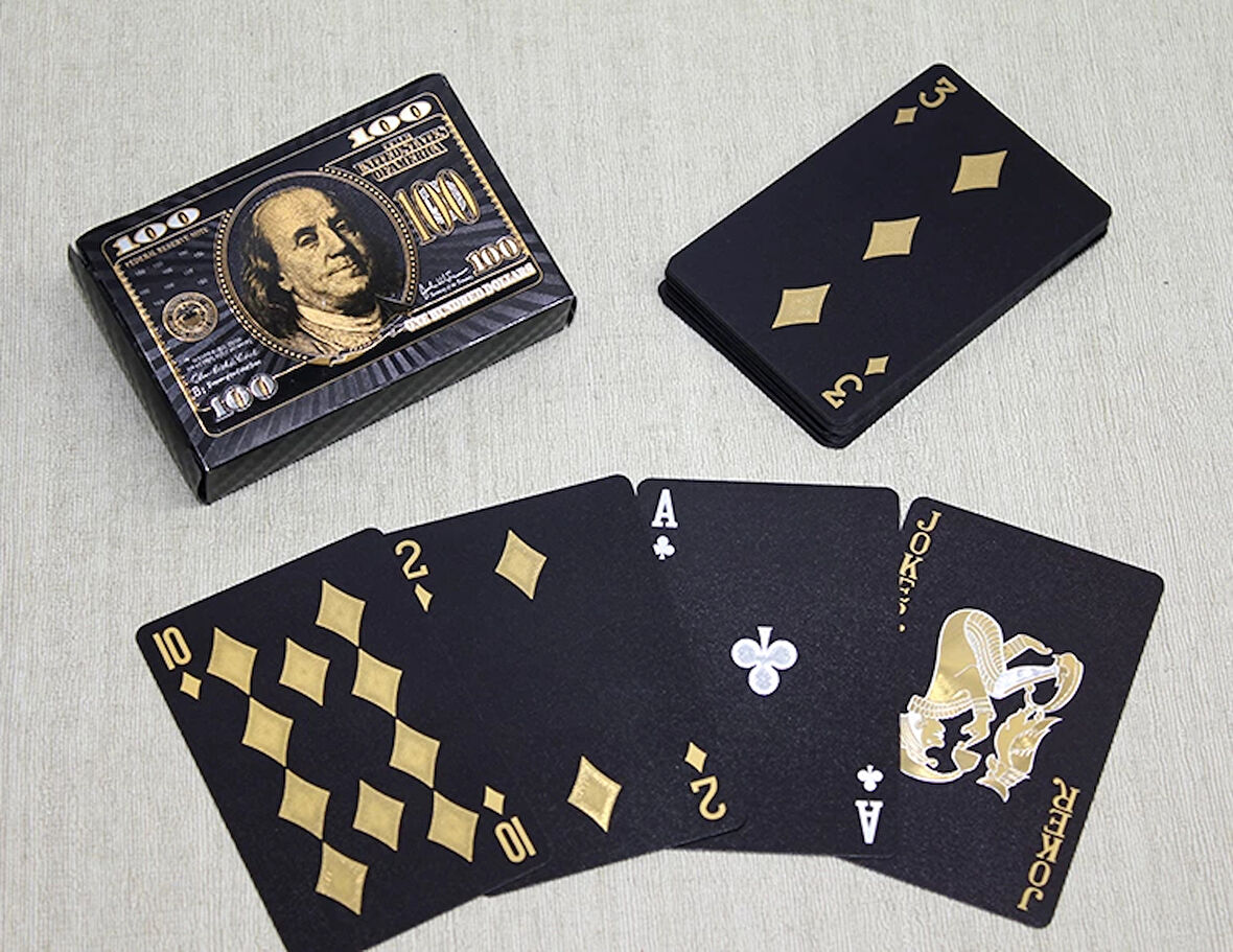 MDB Altın Dolar Tasarımlı Siyah İskambil Oyun Kartı