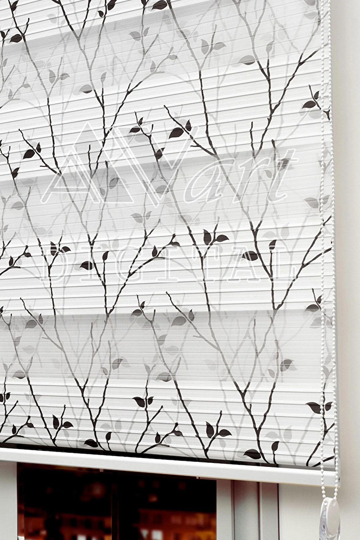 Ağaç Silüeti Baskılı Zebra Perde - Dijital Baskılı Zebra Stor Perde