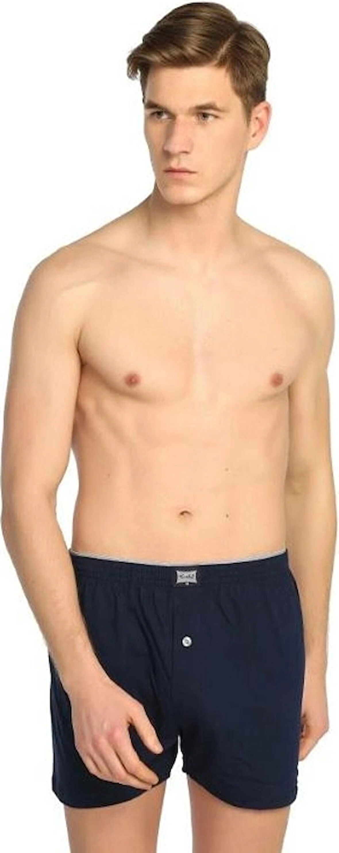 Erkek Düğmeli Penye Erkek Boxer 2'li Paket