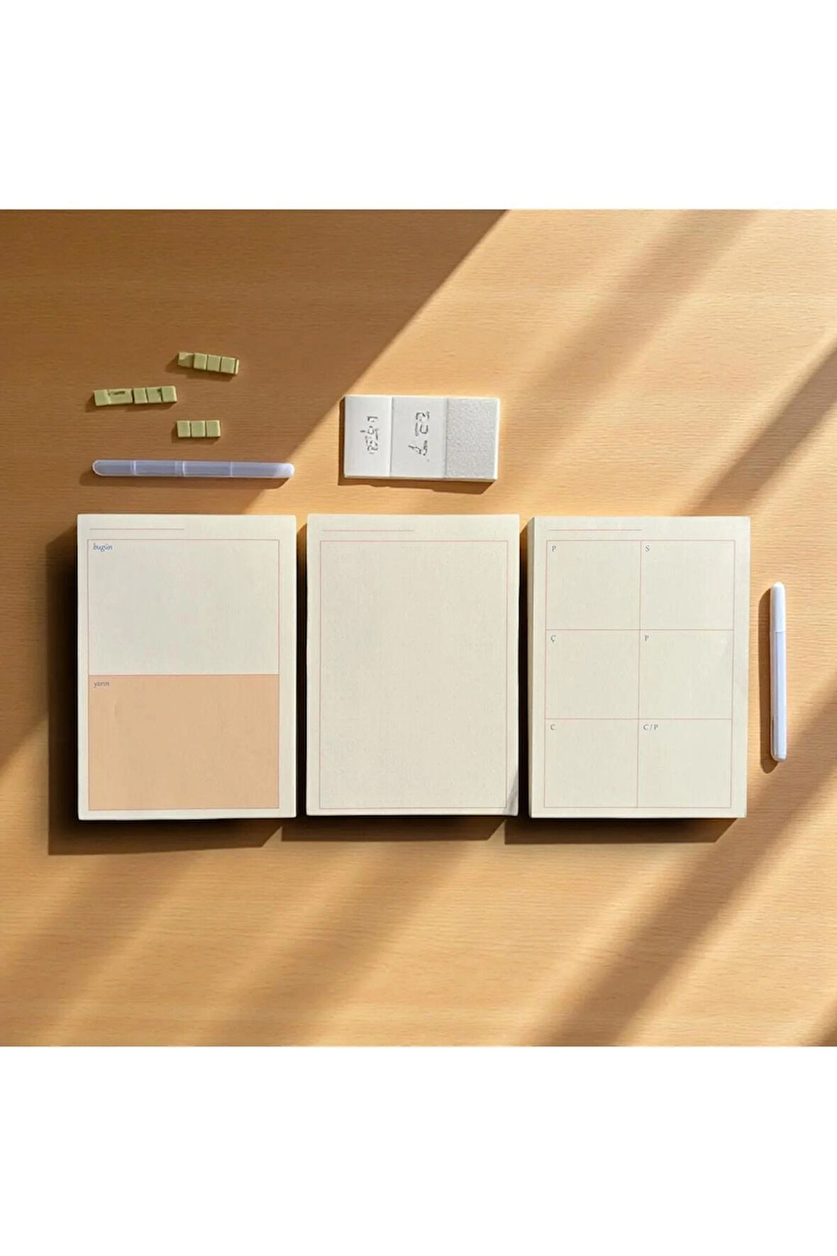 Fark Tanıtım 3’lü Masaüstü Not Kağıdı Seti – Bugün - Yarın | Haftalık Plan | Noktalı Sayfa | 80 Yaprak